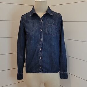 FEED + TARGET xs blue denim button down shirt